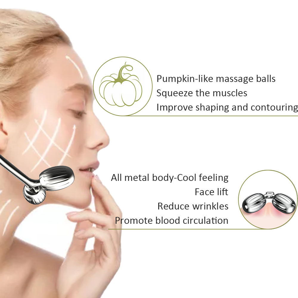 Face Massager Metal Face Roller Gua Sha Massage Tool for Face Neck Eye Body Skin Care, Facial Roller for Women