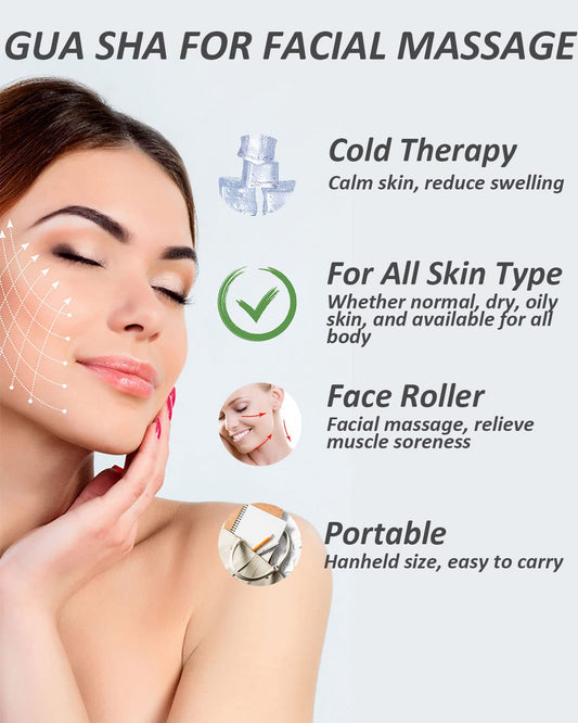 Metal Gua Sha Roller, Gua Sha Facial Tools Stone for Facial Body Skin SPA Therapy, Guasha Face Massage Roller Tool for Face