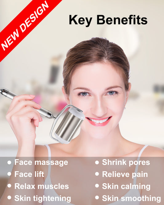 Electric Ice Roller, Amirce Ice Roller for Face Eyes, Electric Massage Ice Roller for Puffiness Relief, Ice Face Eye Massage Roller, Facial Ice Roller