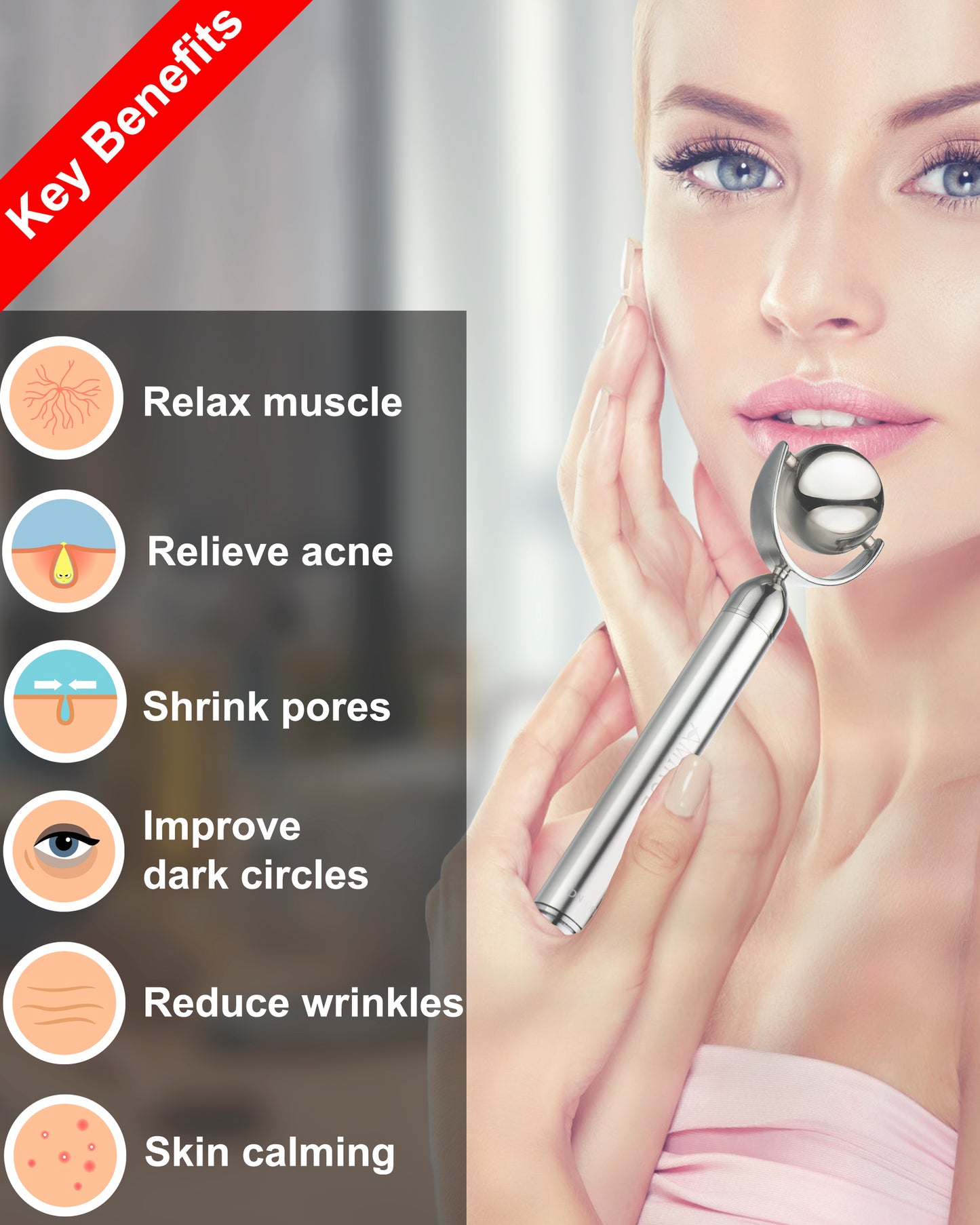 Electric Ice Roller for Face and Eye, Amirce Facial Ice Roller Beauty Tools, Electric Massage Ice Roller for Puffiness, Ice Face Eye Massage Roller, Skin Care Products