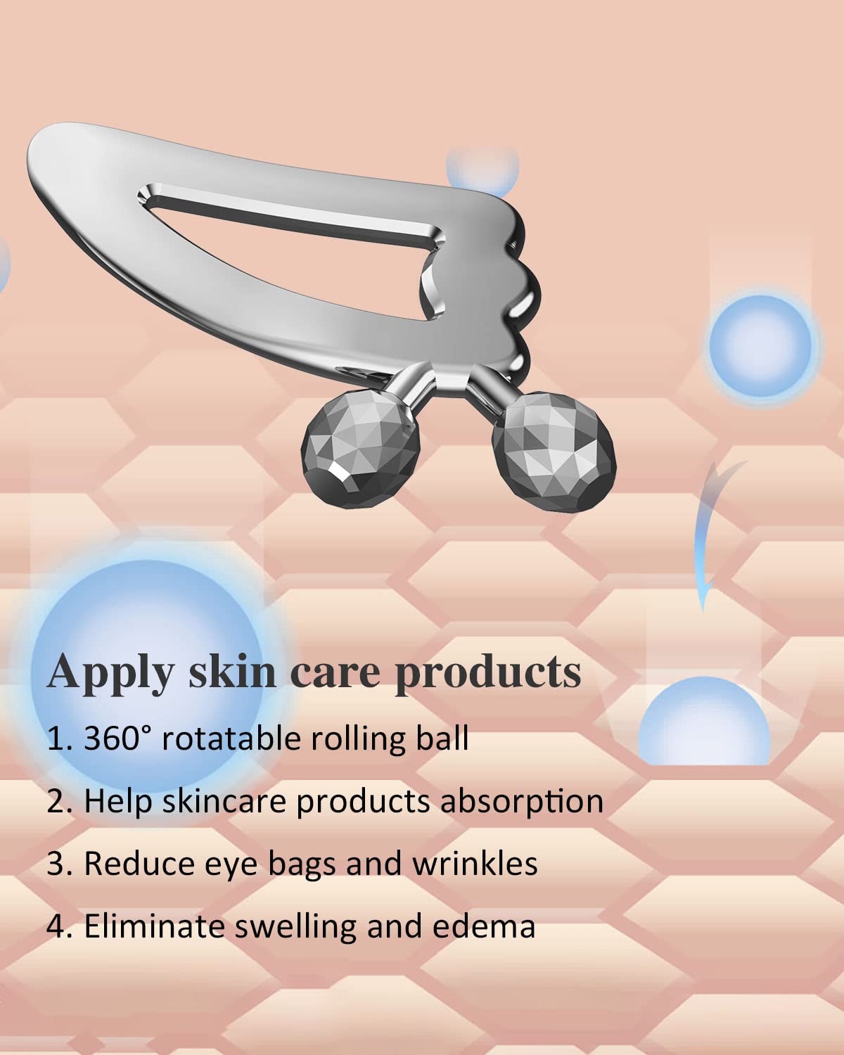 Metal Gua Sha Roller, Gua Sha Facial Tools Stone for Facial Body Skin SPA Therapy, Guasha Face Massage Roller Tool for Face