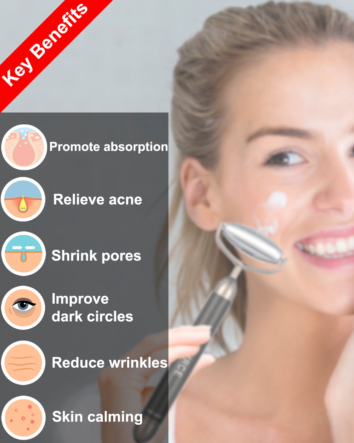 2 in 1 Face Massage Roller, Electric Hot&Cold Terahertz Stone Facial Roller, Metal Face Eye Massage Roller, Massage Ice Roller for Puffiness, Stress Relief, Facial Massager Roller, Skin Care Tools