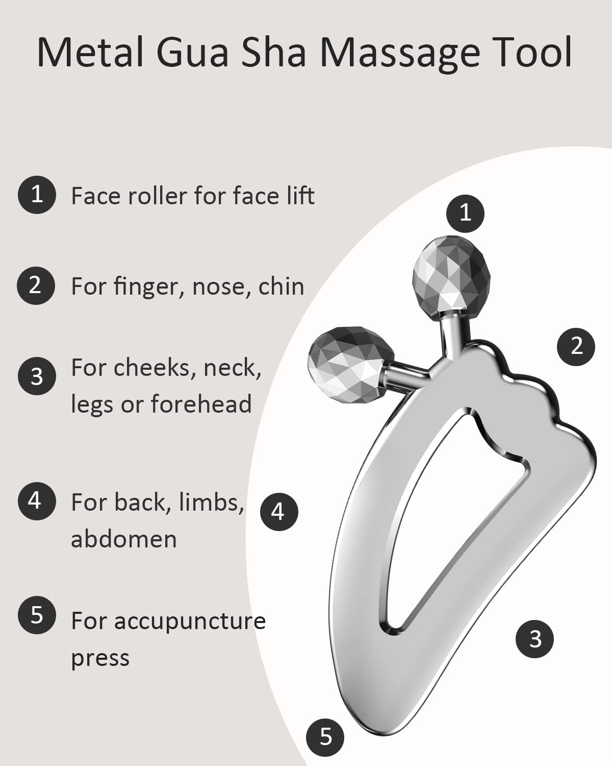 Metal Gua Sha Roller, Gua Sha Facial Tools Stone for Facial Body Skin SPA Therapy, Guasha Face Massage Roller Tool for Face