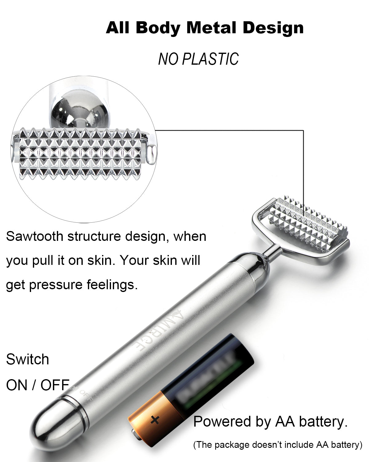 2 in 1 Face Massage Roller, Electric Hot&Cold Terahertz Stone Facial Roller, Metal Face Eye Massage Roller, Massage Ice Roller for Puffiness, Stress Relief, Facial Massager Roller, Skin Care Tools