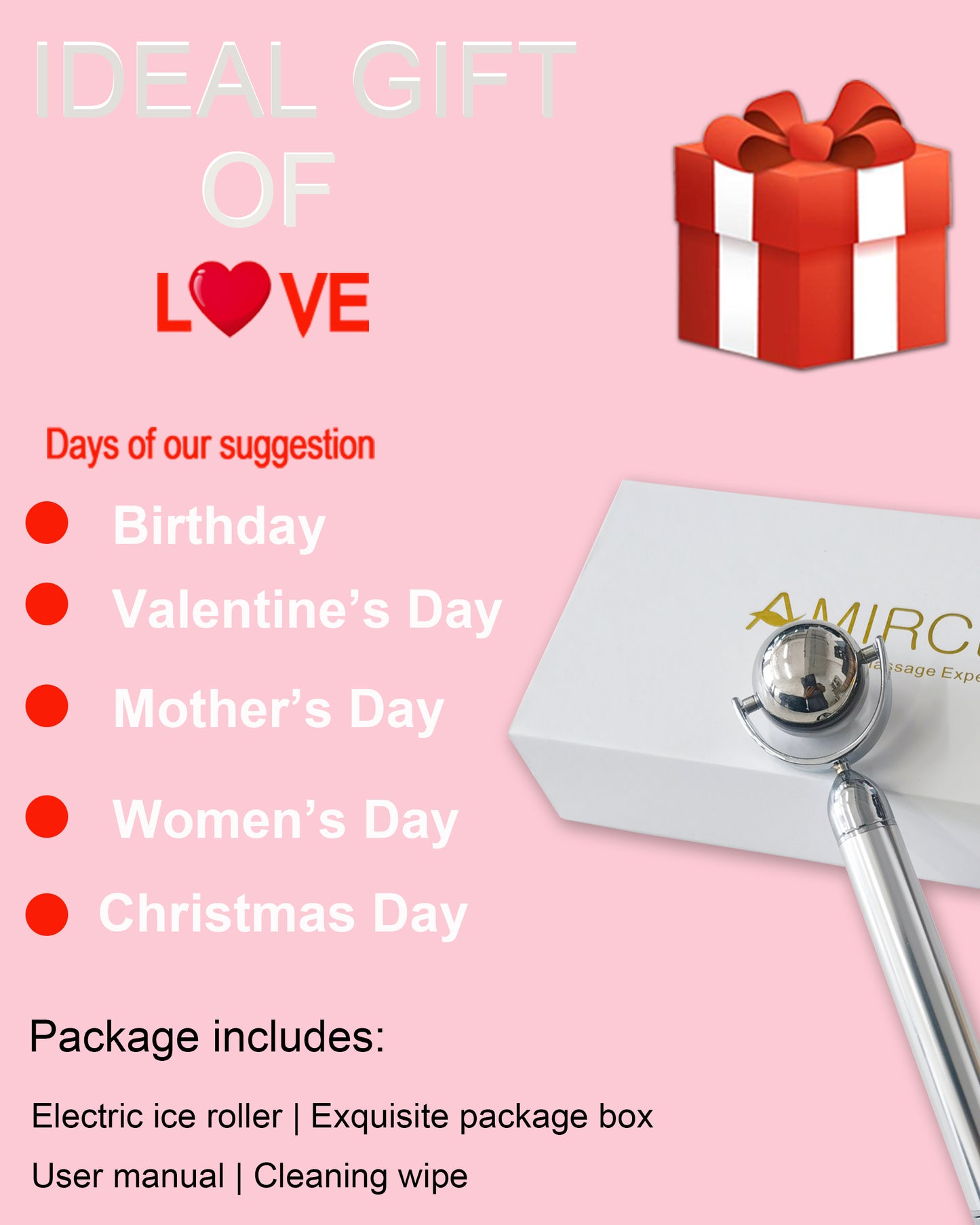 Electric Ice Roller for Face and Eye, Amirce Facial Ice Roller Beauty Tools, Electric Massage Ice Roller for Puffiness, Ice Face Eye Massage Roller, Skin Care Products