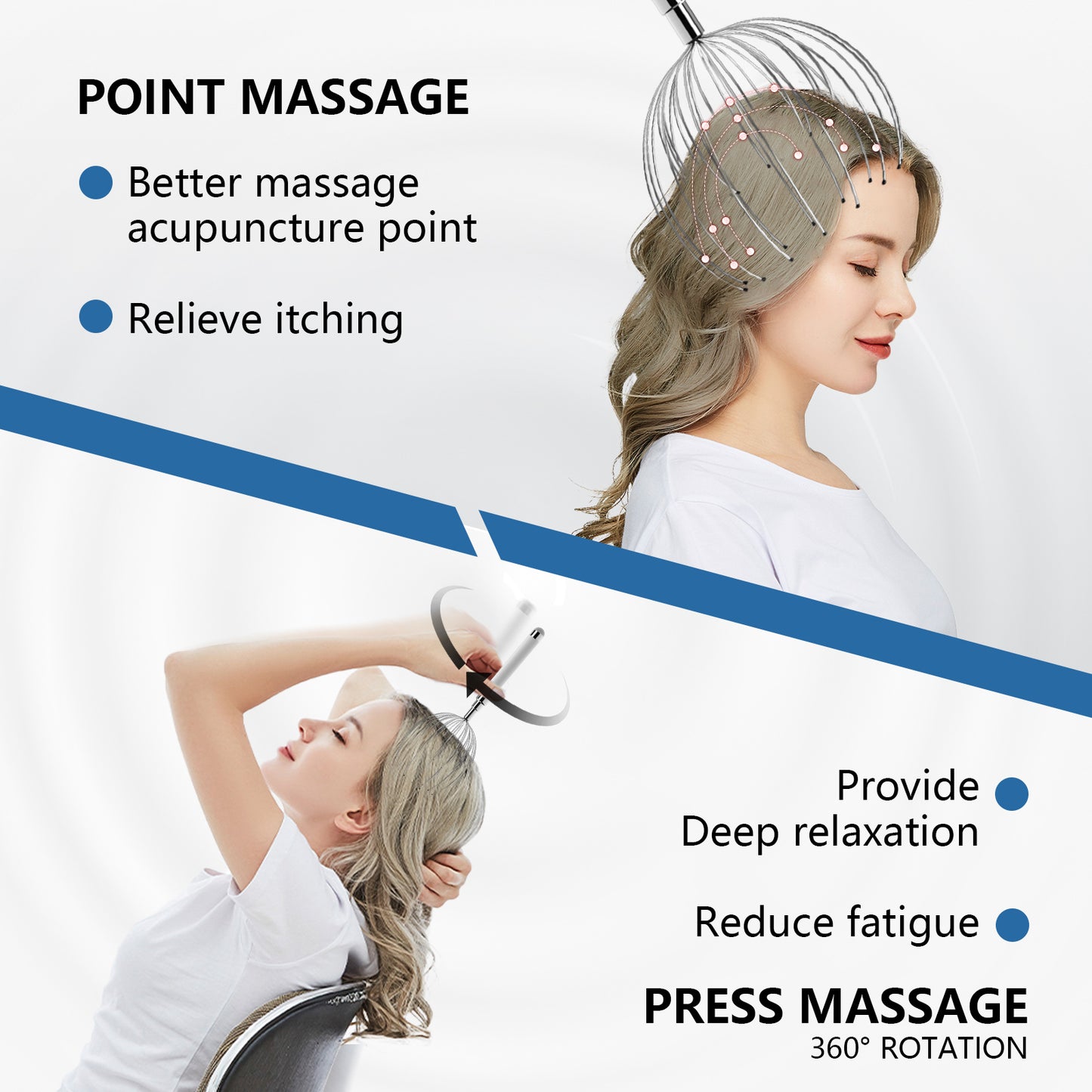 Yeamon Electric Scalp Massager, Handheld Scalp Massage Tool Electric Head Scratcher 20-Finger Design Head Massager Gifts for Women Men