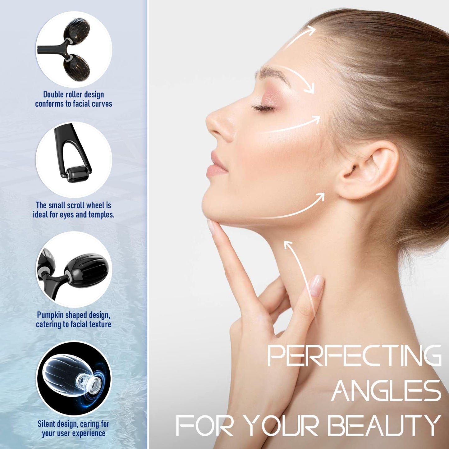 Yeamon Gua Sha Facial Tools and Face Roller Set, Facial Massage Tool for Women’s Skincare Routine,Cooling Stainless Steel Face Sculpting Eyes Roller Guasha for Daily Use or Self-Care Gift for Women