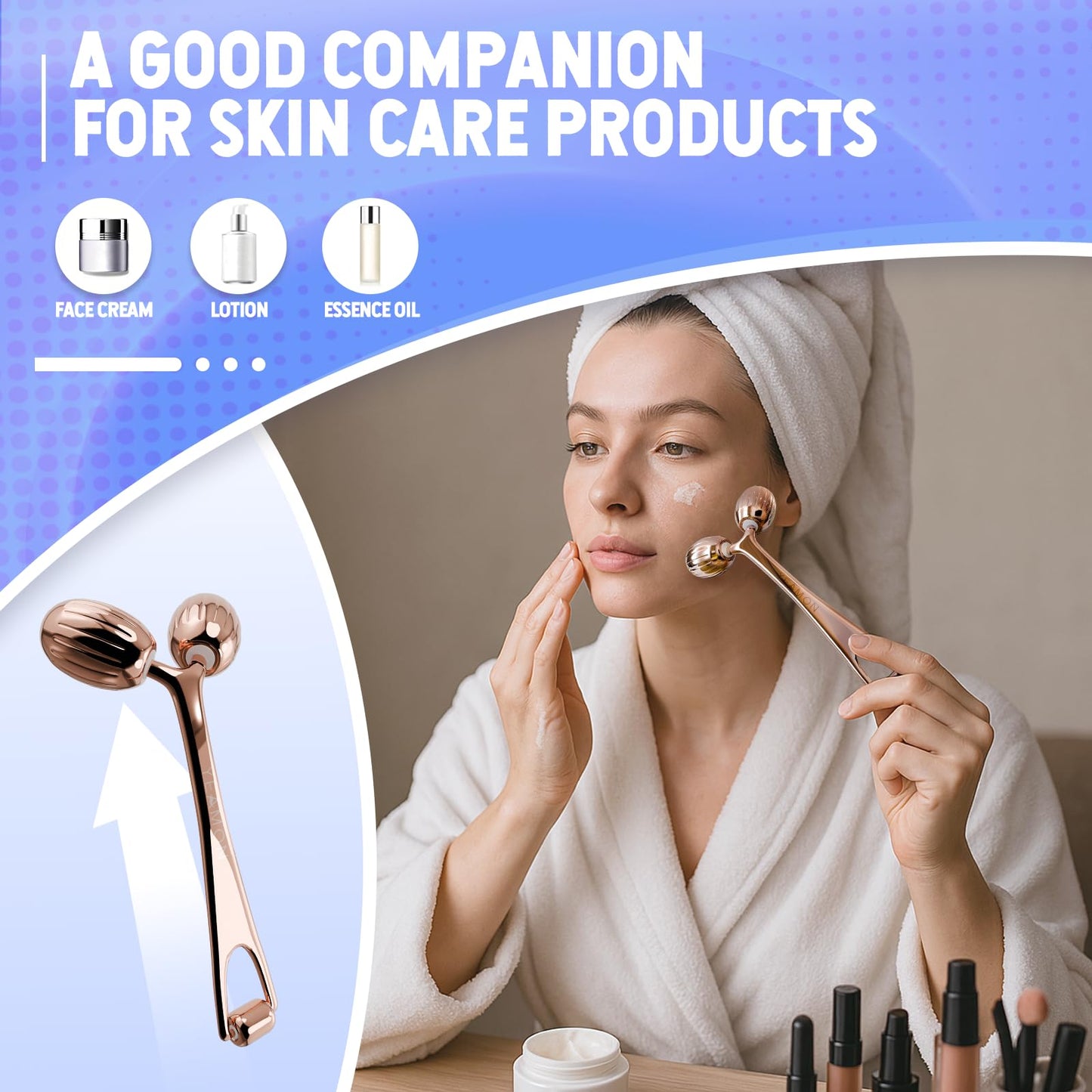 Yeamon Gua Sha Facial Tools and Face Roller Set, Facial Massage Tool for Women’s Skincare Routine,Cooling Stainless Steel Face Sculpting Eyes Roller Guasha for Daily Use or Self-Care Gift for Women