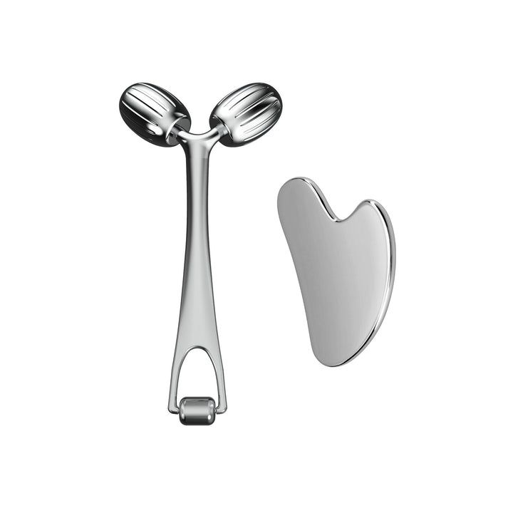Face Massager Metal Face Roller Gua Sha Massage Tool for Face Neck Eye Body Skin Care, Facial Roller for Women