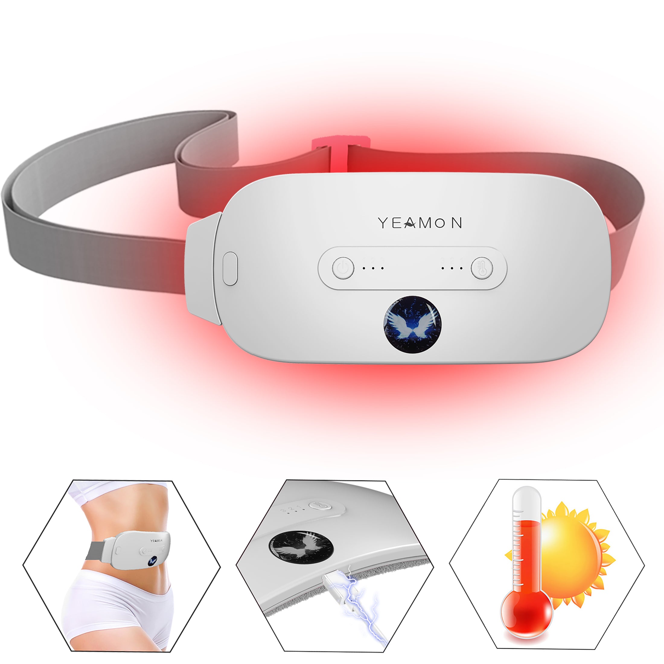 Portable Cordless Heating Pad, Electric Waist Belt Device, Fast Heatin