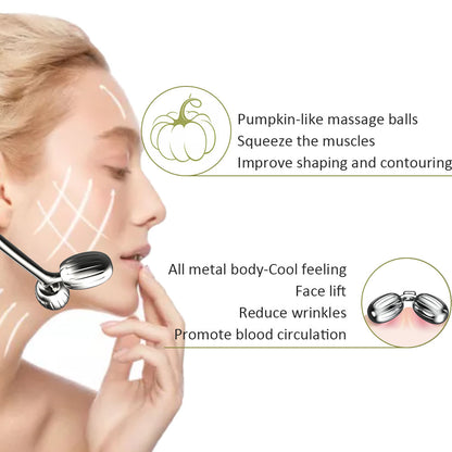 Face Massager Metal Face Roller Gua Sha Massage Tool for Face Neck Eye Body Skin Care, Facial Roller for Women