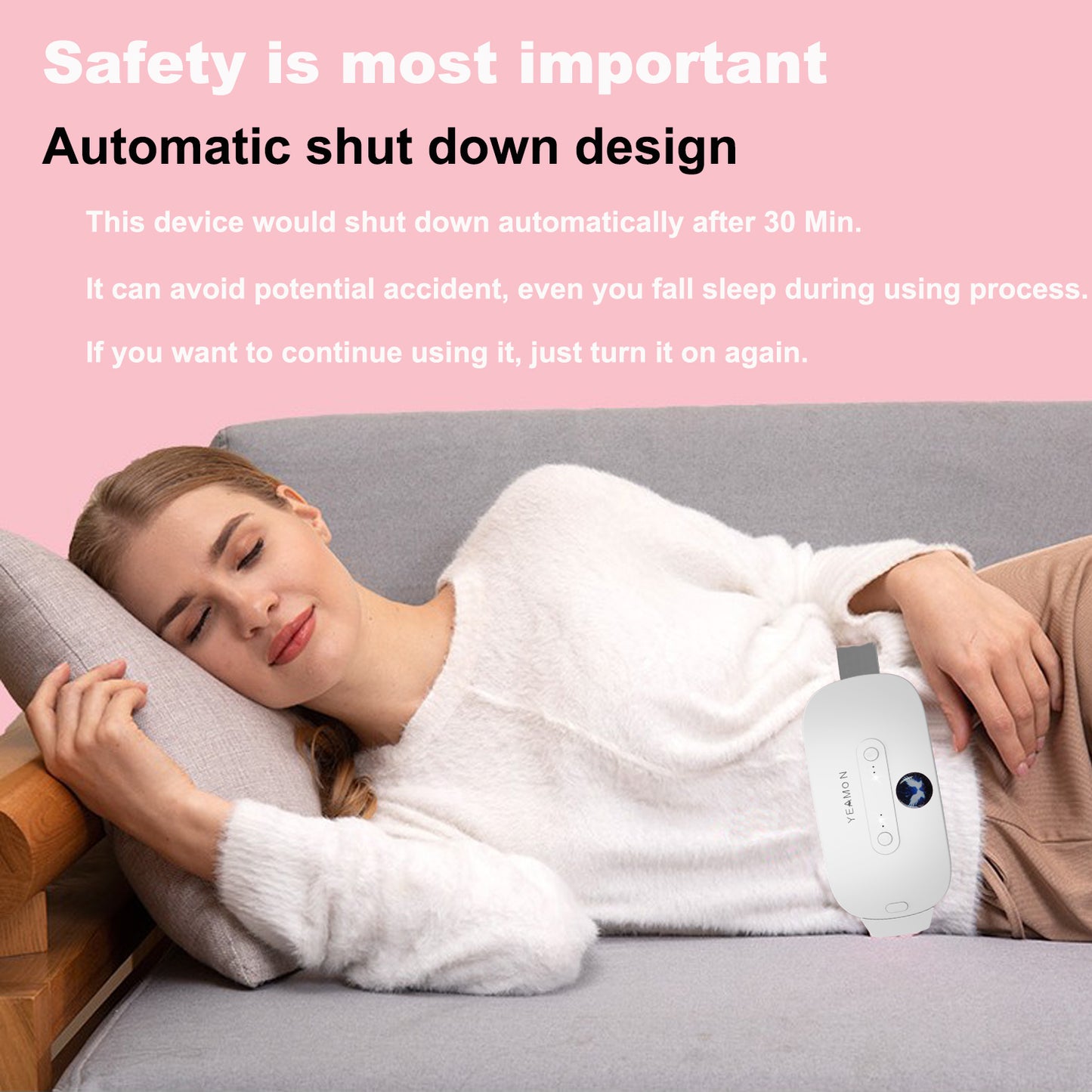 Portable Cordless Heating Pad, Electric Waist Belt Device, Fast Heating Pad with 3 Heat Levels and 3 Massage Modes, Back or Belly Heating Pad for Women and Girl