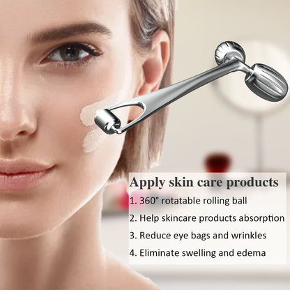 Face Massager Metal Face Roller Gua Sha Massage Tool for Face Neck Eye Body Skin Care, Facial Roller for Women