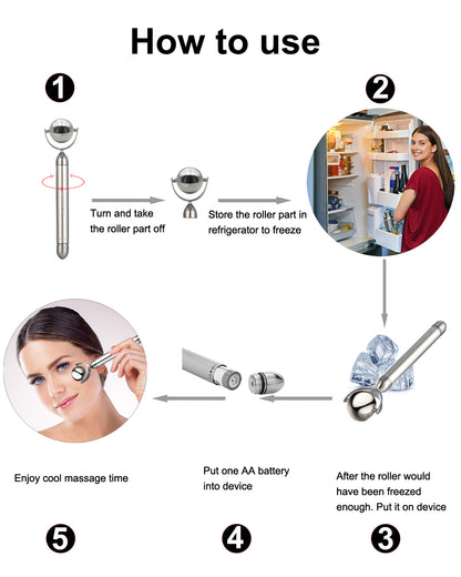 Electric Ice Roller for Face and Eye, Amirce Facial Ice Roller Beauty Tools, Electric Massage Ice Roller for Puffiness, Ice Face Eye Massage Roller, Skin Care Products