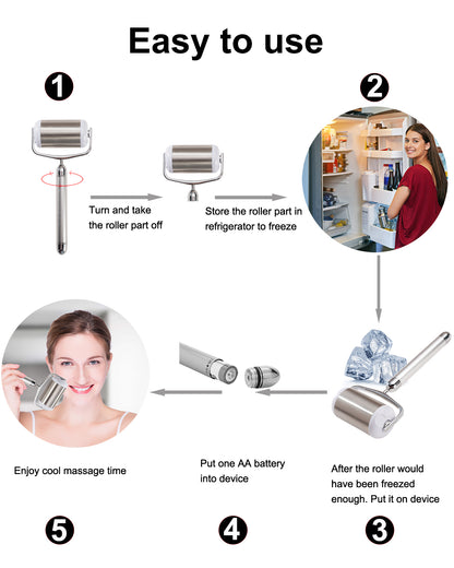Electric Ice Roller, Amirce Ice Roller for Face Eyes, Electric Massage Ice Roller for Puffiness Relief, Ice Face Eye Massage Roller, Facial Ice Roller